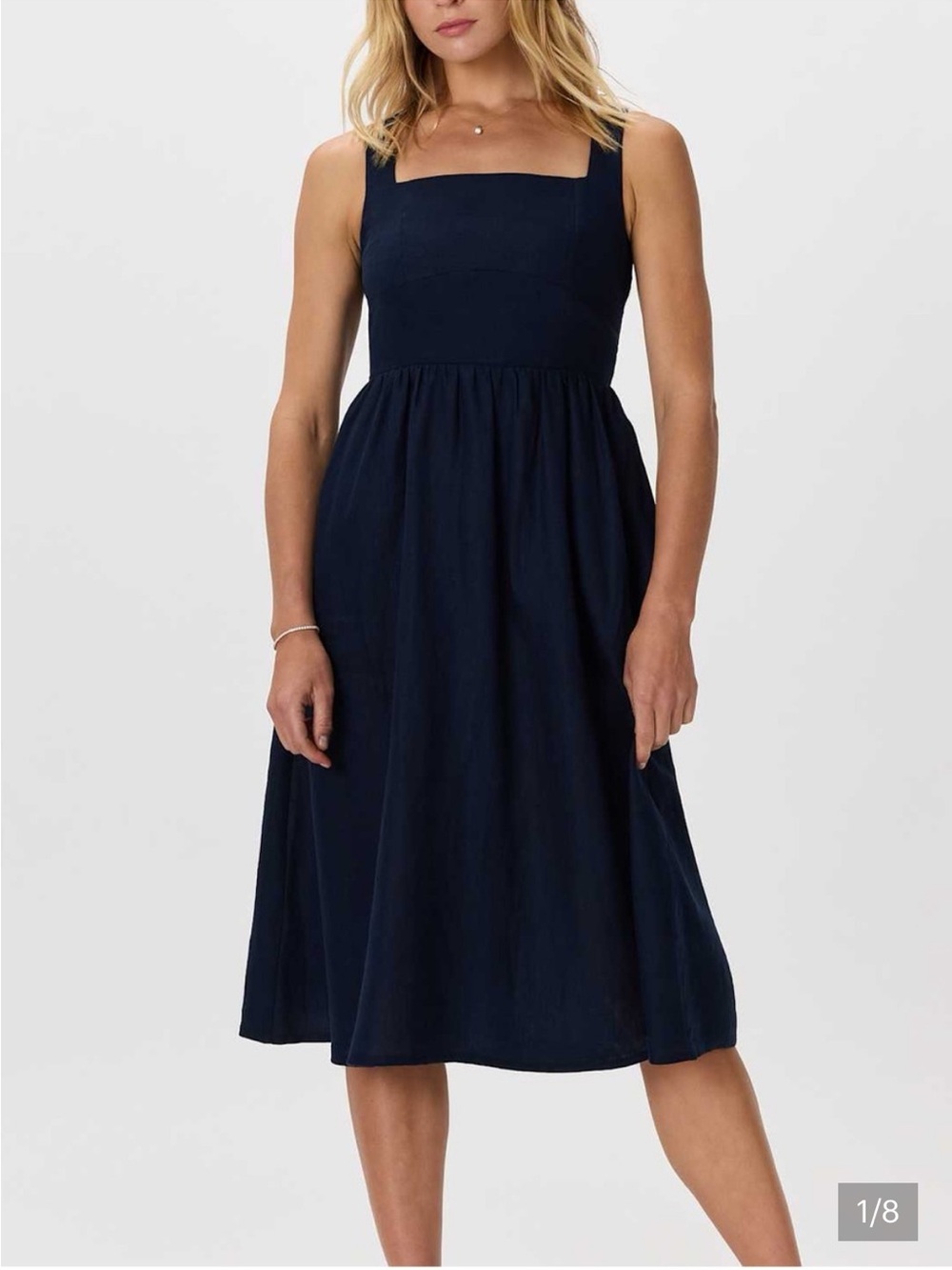 Quince 100% European Linen Fit and Flare Midi Dress